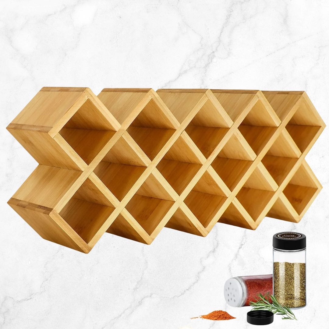 Bamboo Grid Spice Rack
