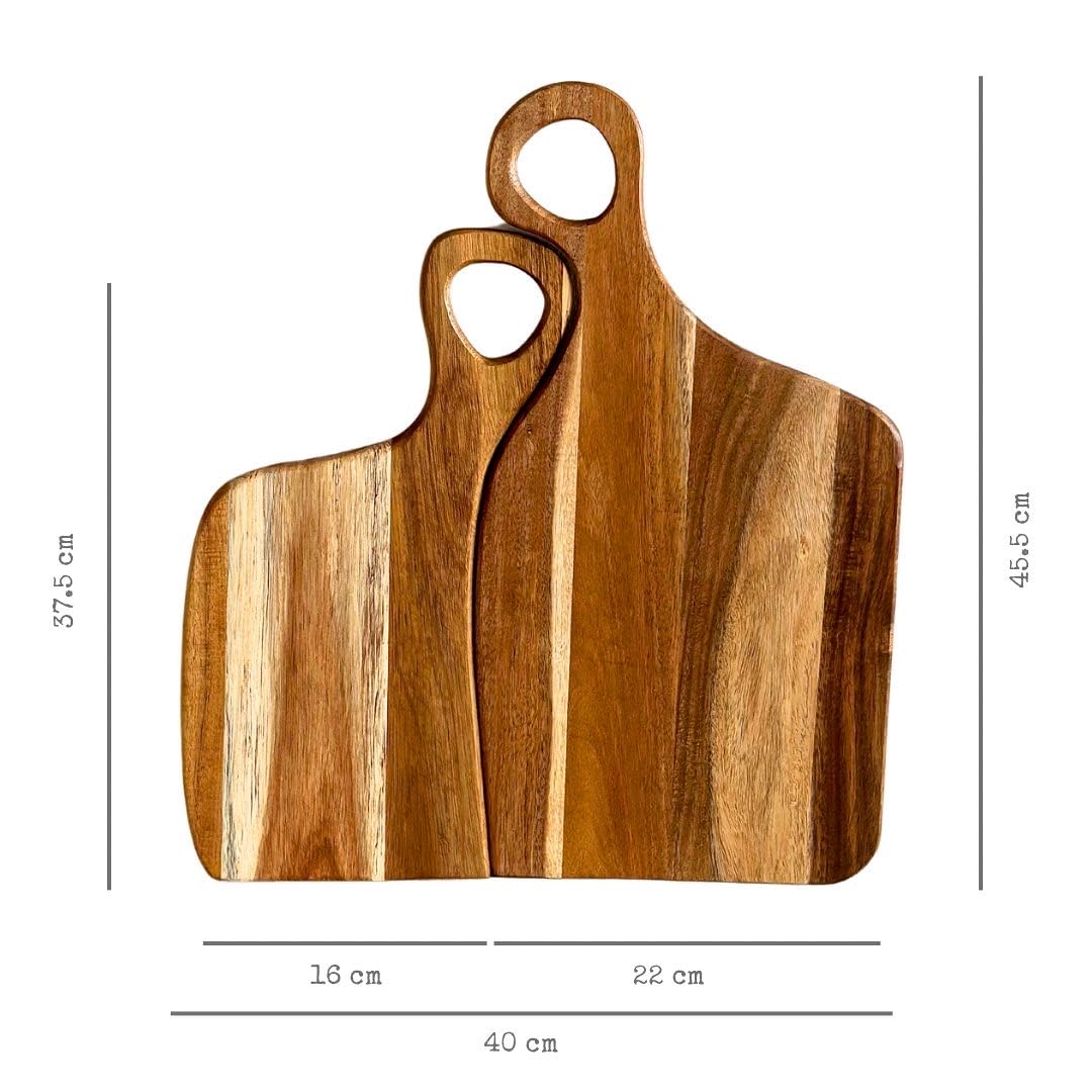 Acacia Wooden Couple 2 in 1 Joined Cutting Boards