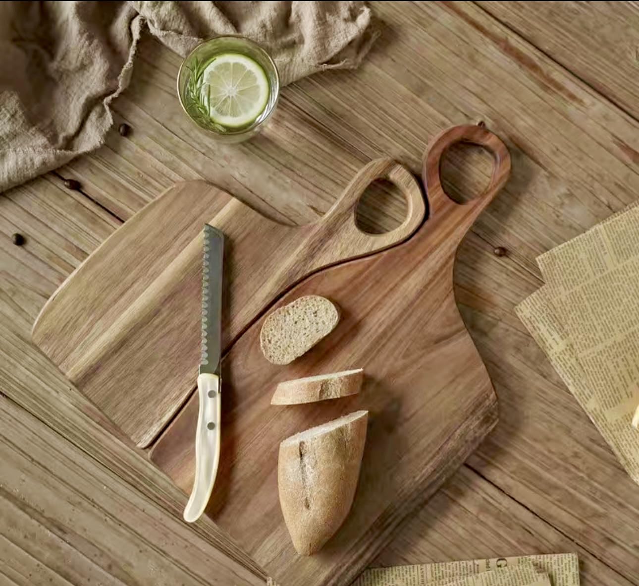 Acacia Wooden Couple 2 in 1 Joined Cutting Boards